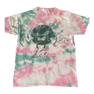 WWY World Wide Youth Atlas T-Shirt Size LARGE Tie‎ Dye 100,000 Pink & Gray